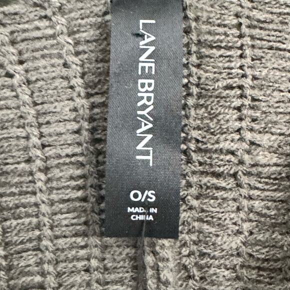 Lane Bryant Cardigan Sweater Women OS Gray Poncho Open Front Knit Crochet Fringe - Picture 4 of 7